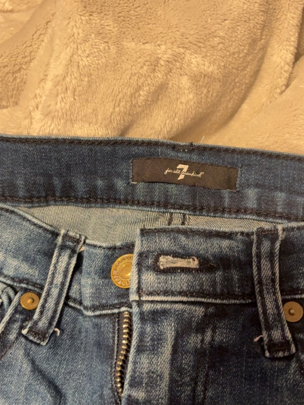 7 For All Mankind Medium Blue Flare Jeans - Picture 5 of 5